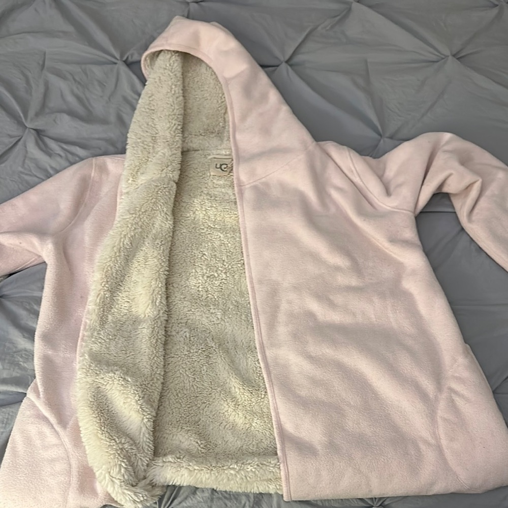 pink UGG robe with fur inside